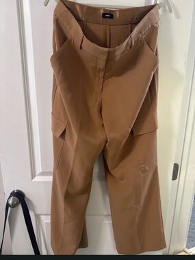 Express Tan Wide-Leg Cargo Pants